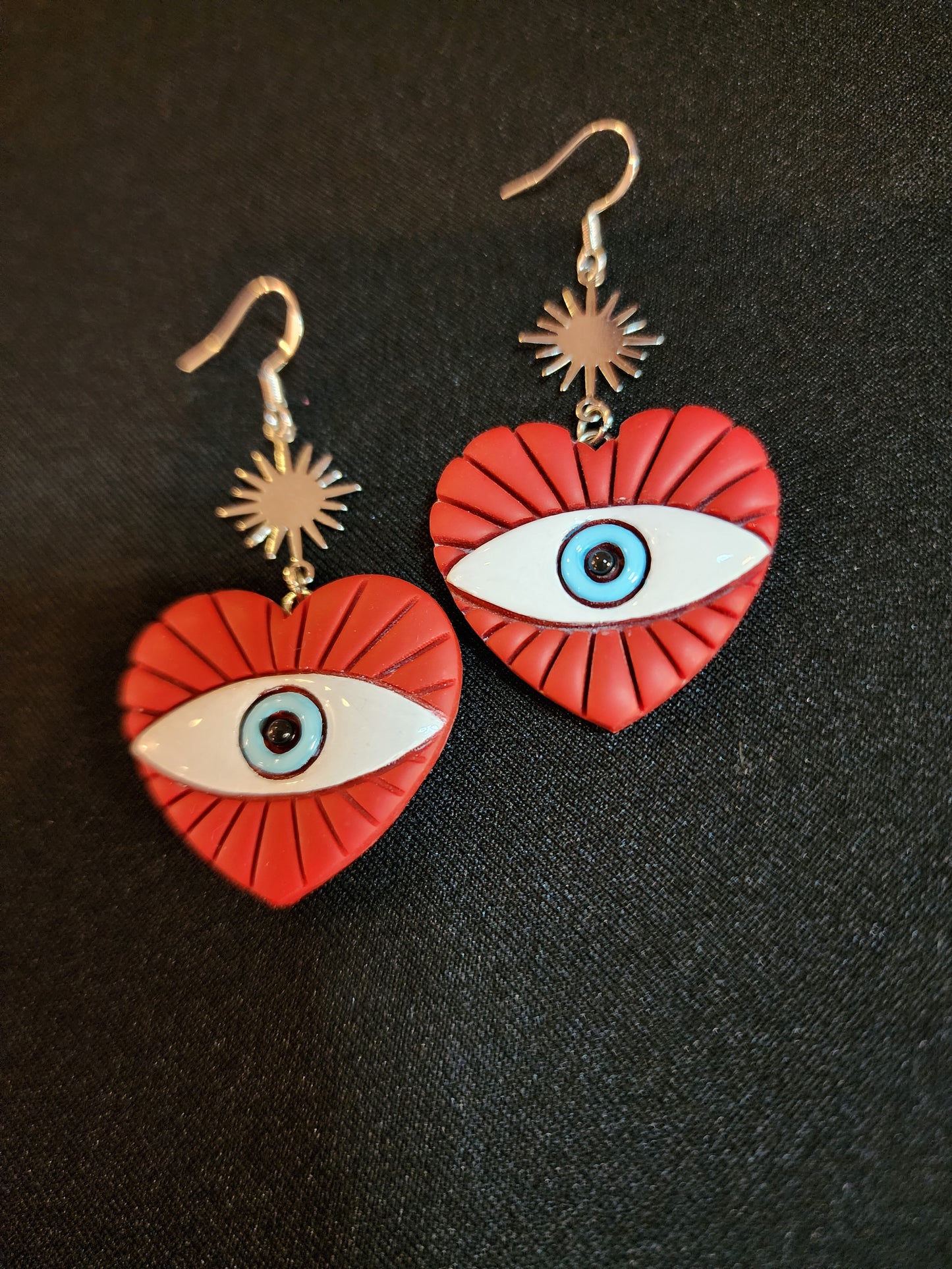 Blue Eyed Heart Earrings