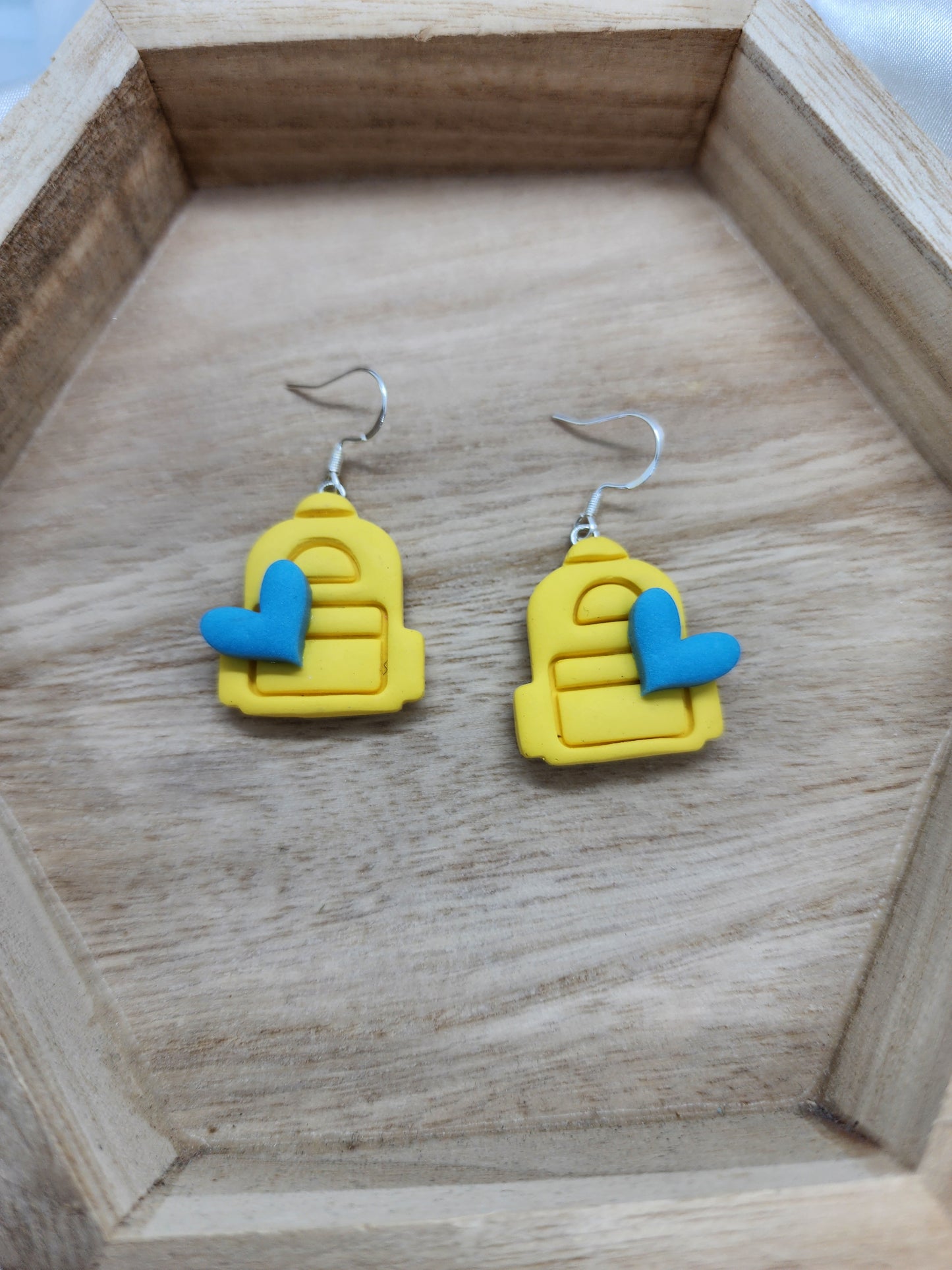 Yellow Backpack Earrings Handmade