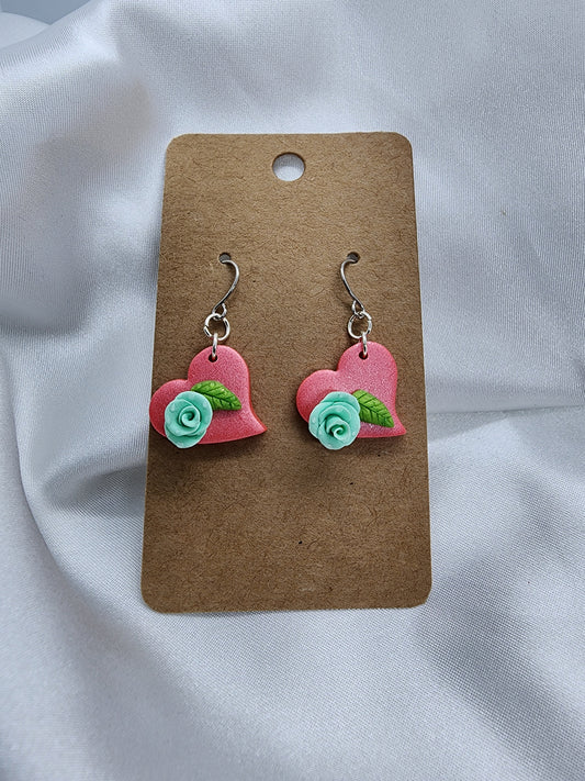 Rosey Heart Earrings