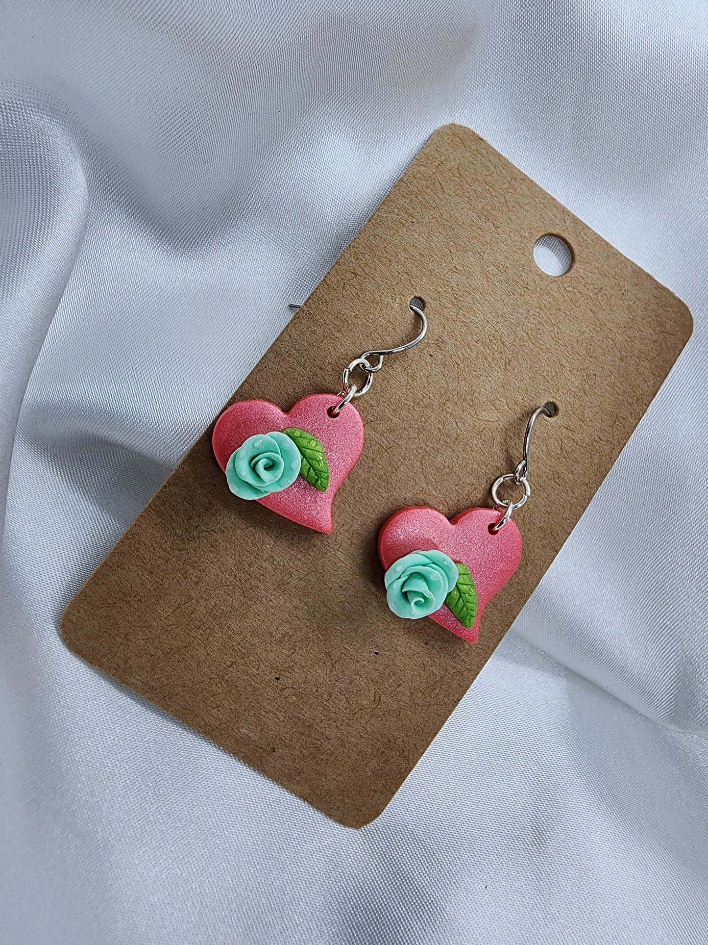 Rosey Heart Earrings