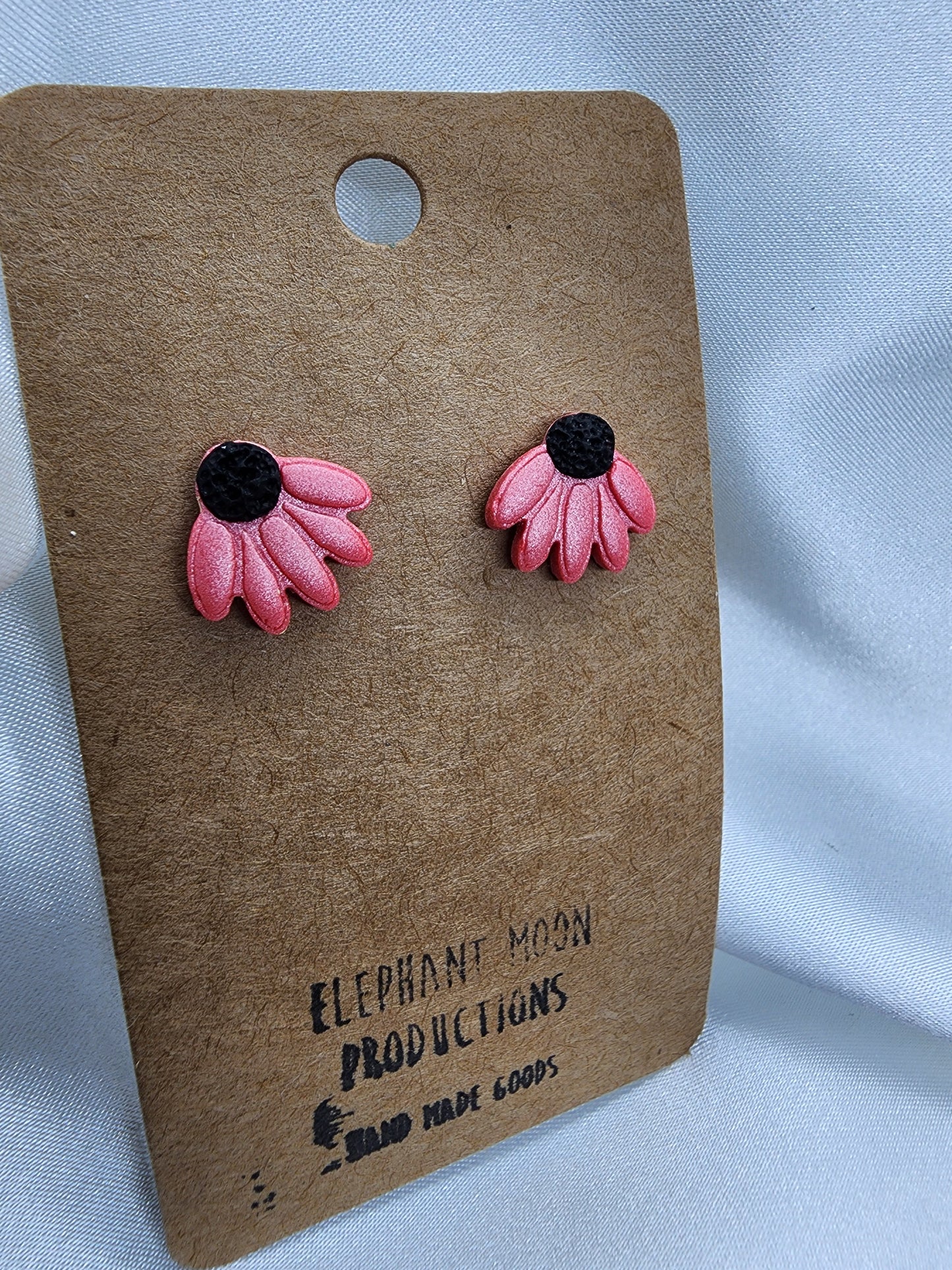 Pink Flower Stud Earrings