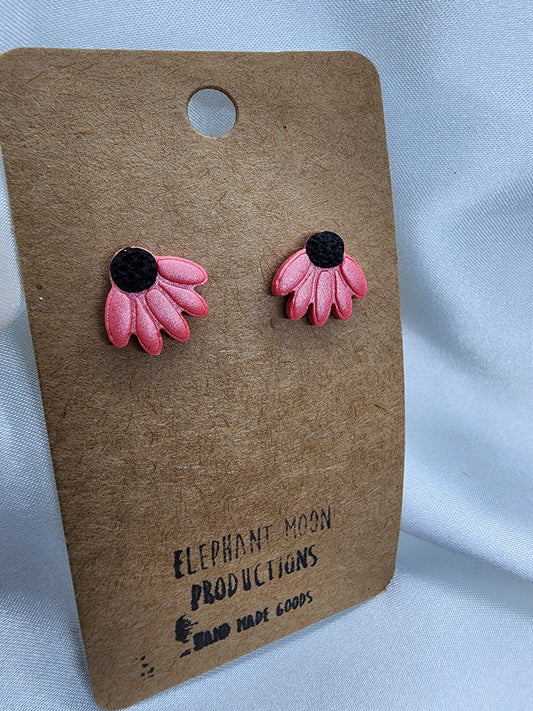 Pink Flower Stud Earrings