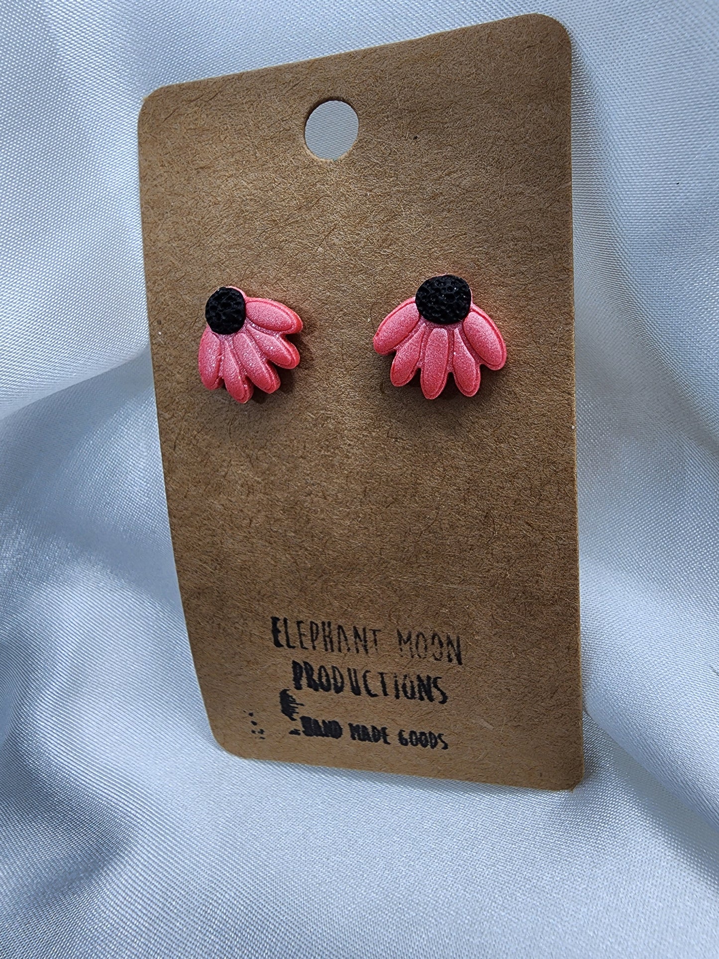 Pink Flower Stud Earrings
