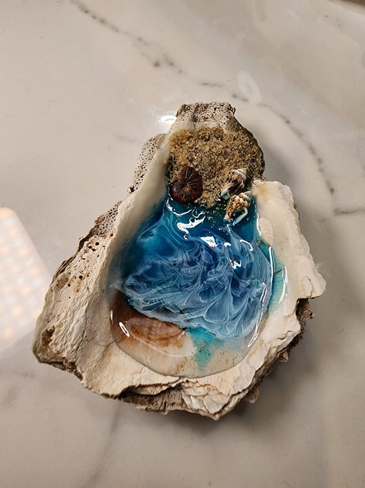 Tiny Beach inside an Oyster Shell Mini Art
