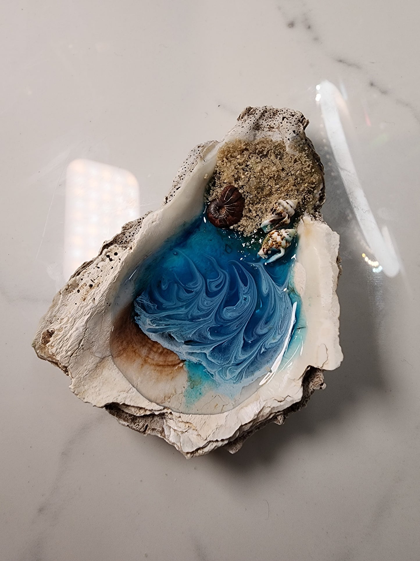 Tiny Beach inside an Oyster Shell Mini Art