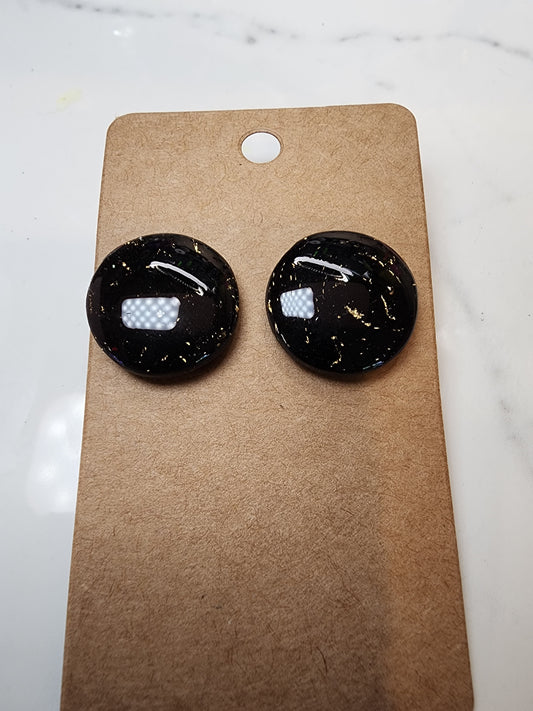 Black & Gold Marbled Stud Earrings