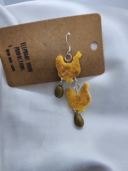 Chicken & Golden Egg Earrings