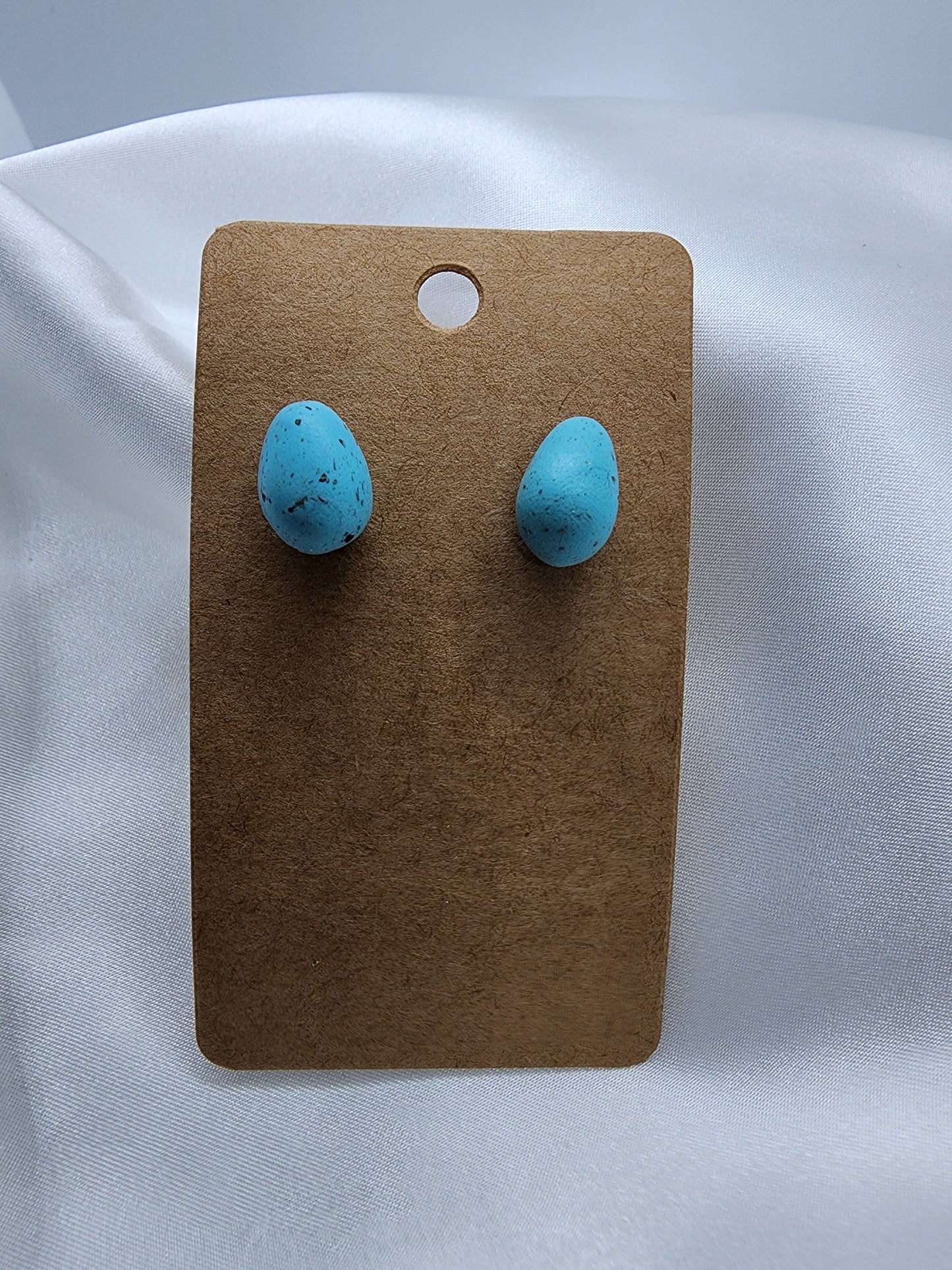 Robin Egg Stud Clay Earrings