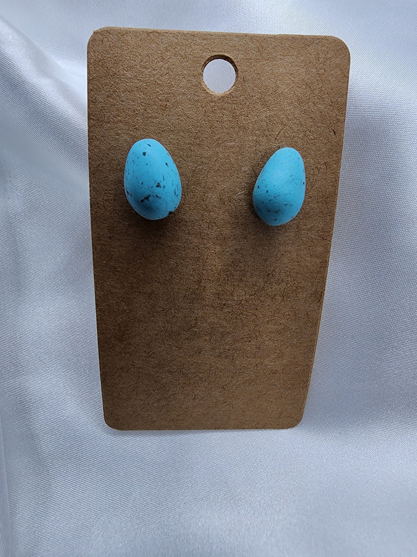 Robin Egg Stud Clay Earrings