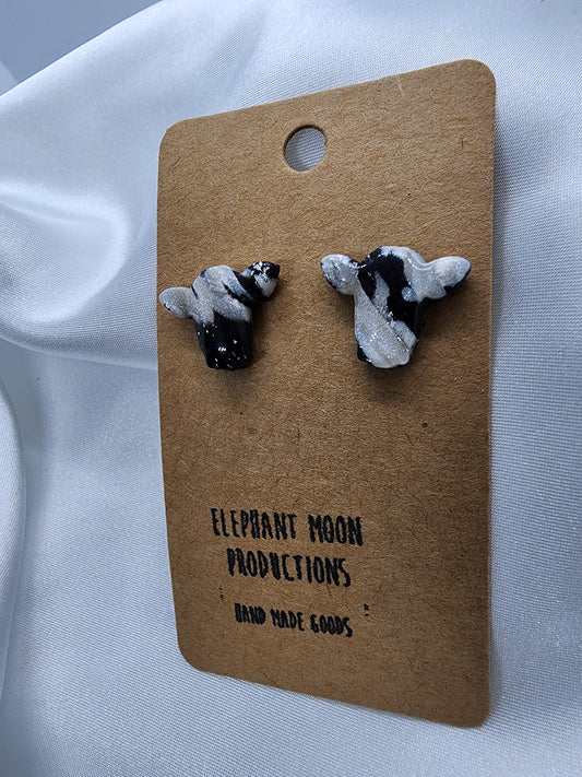 Cow Stud Clay Earrings
