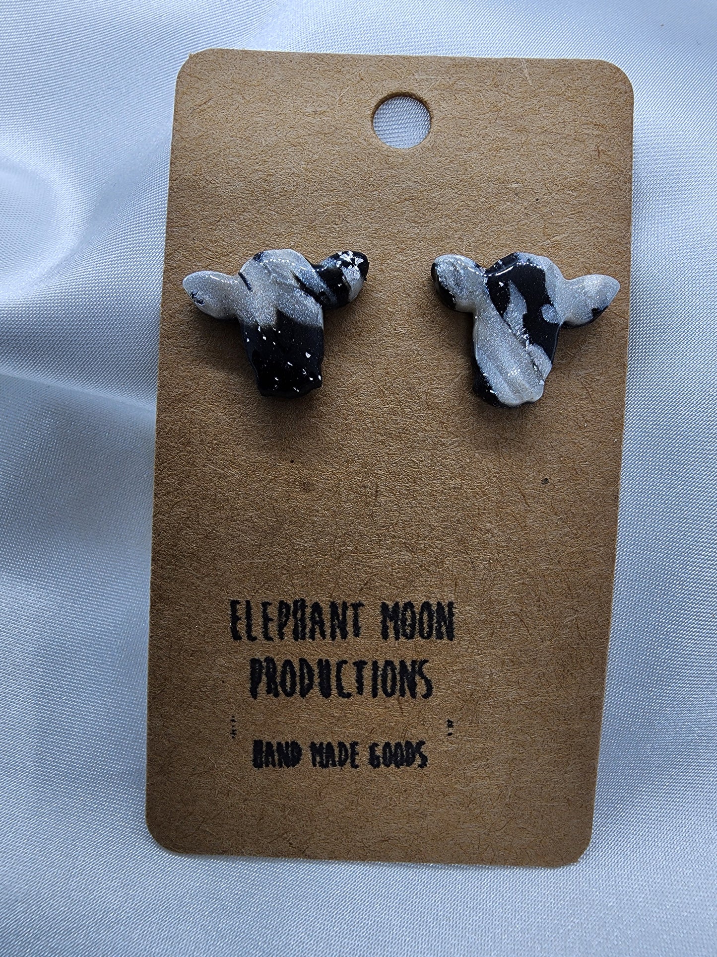 Cow Stud Clay Earrings