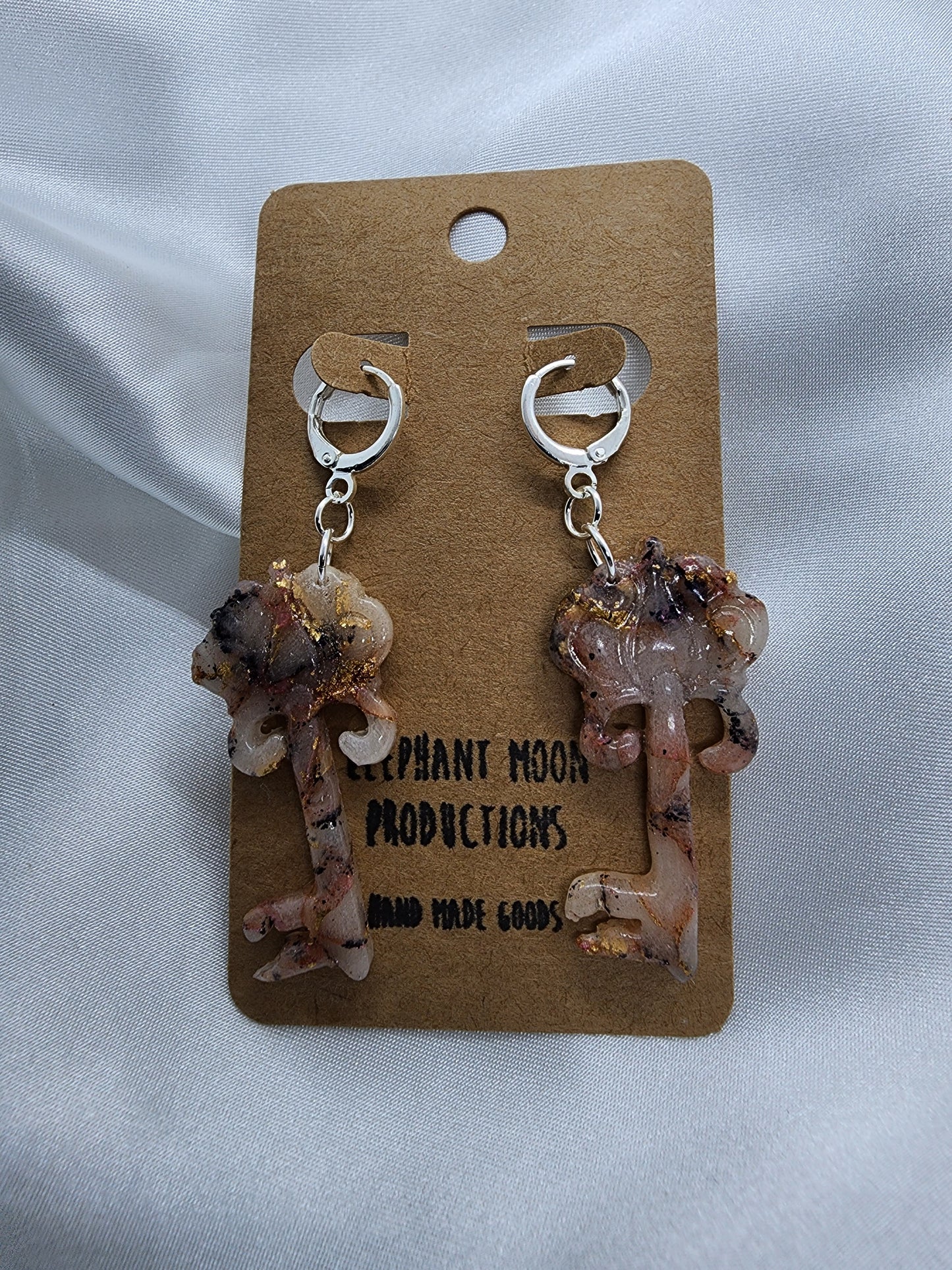 Marbled Key Leverback Earrings