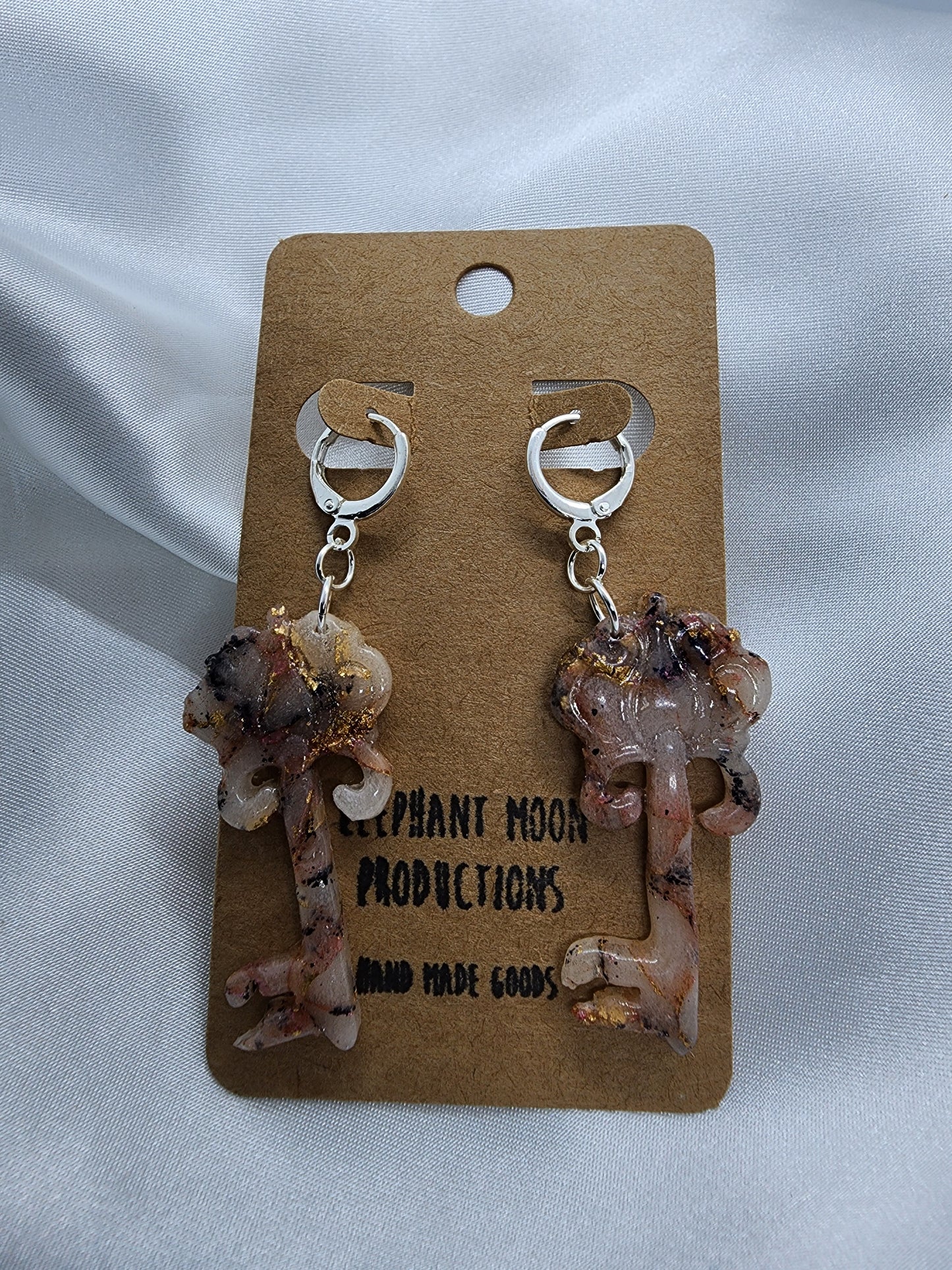 Marbled Key Leverback Earrings