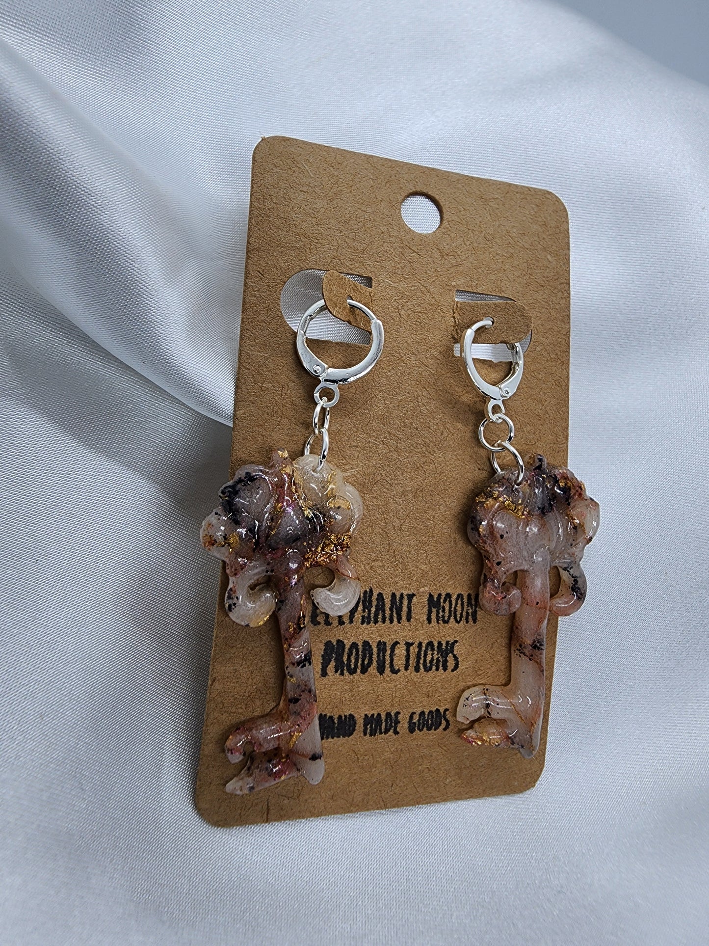 Marbled Key Leverback Earrings