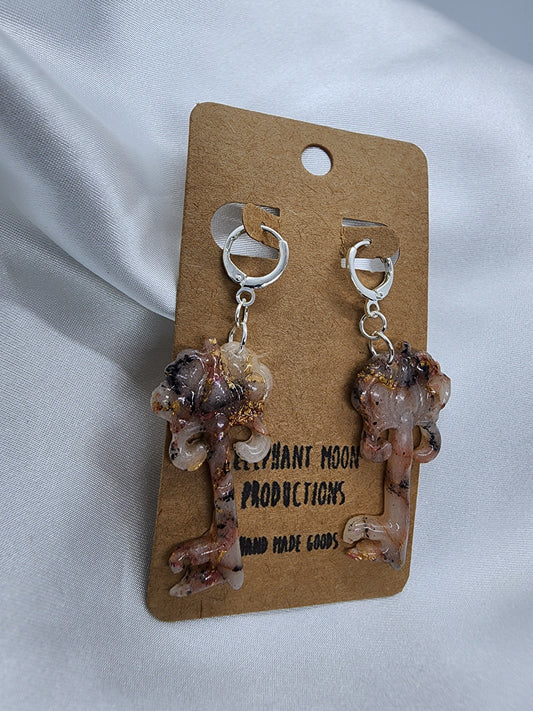 Marbled Key Leverback Earrings