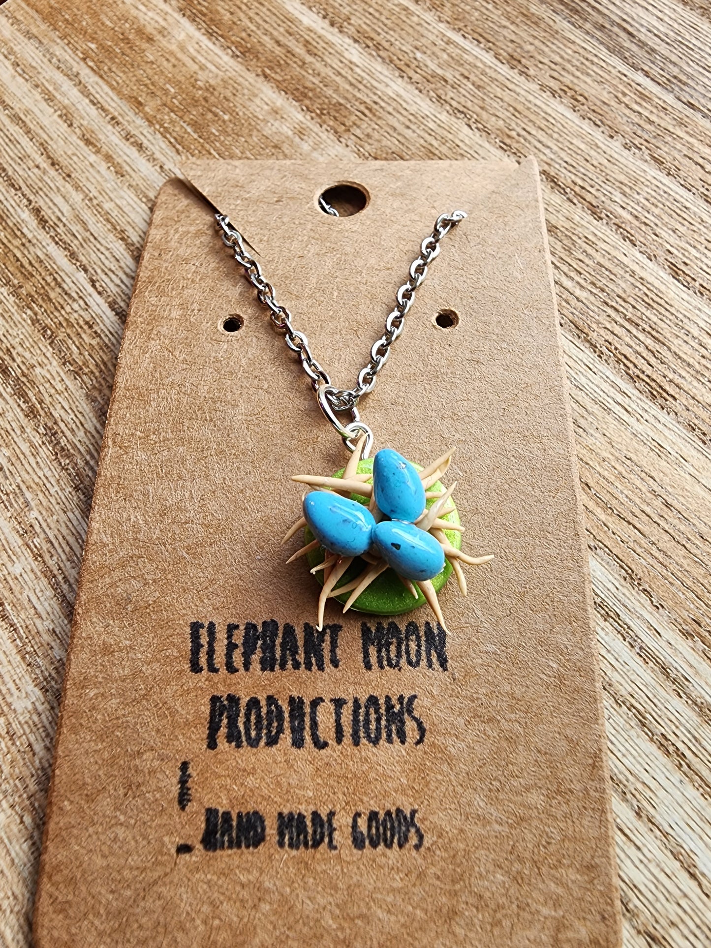 Robin Eggs in a Nest Clay Necklace