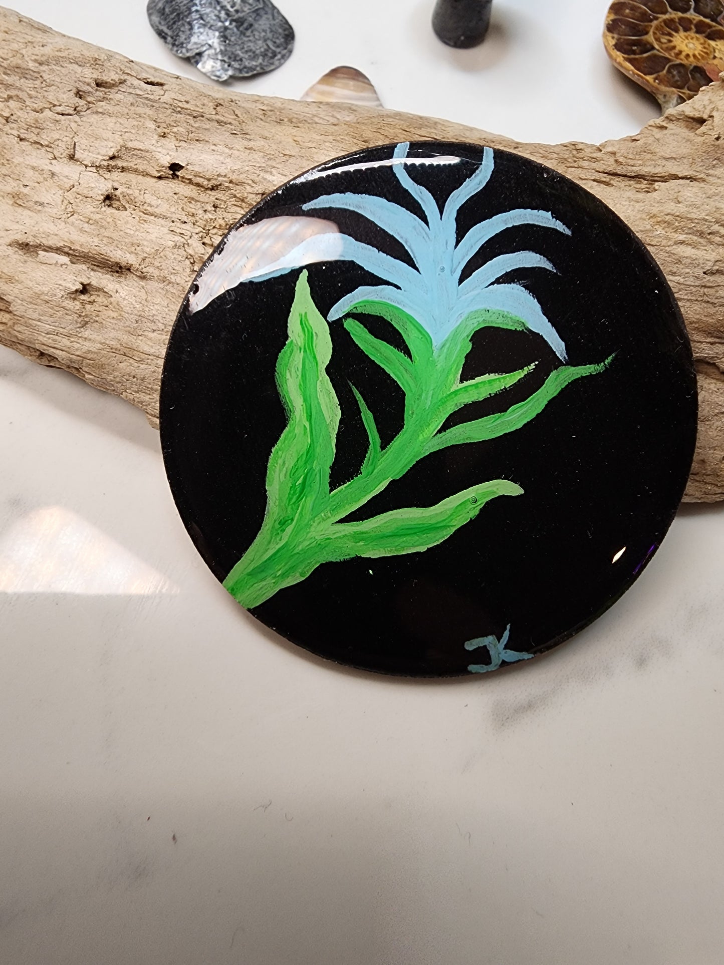 Blue Bromeliad Mini Painting Magnet