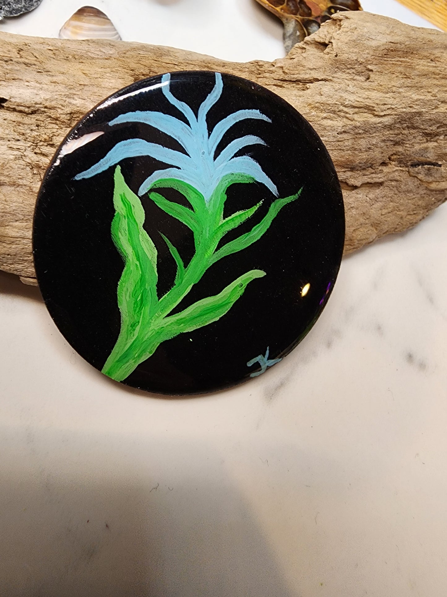 Blue Bromeliad Mini Painting Magnet