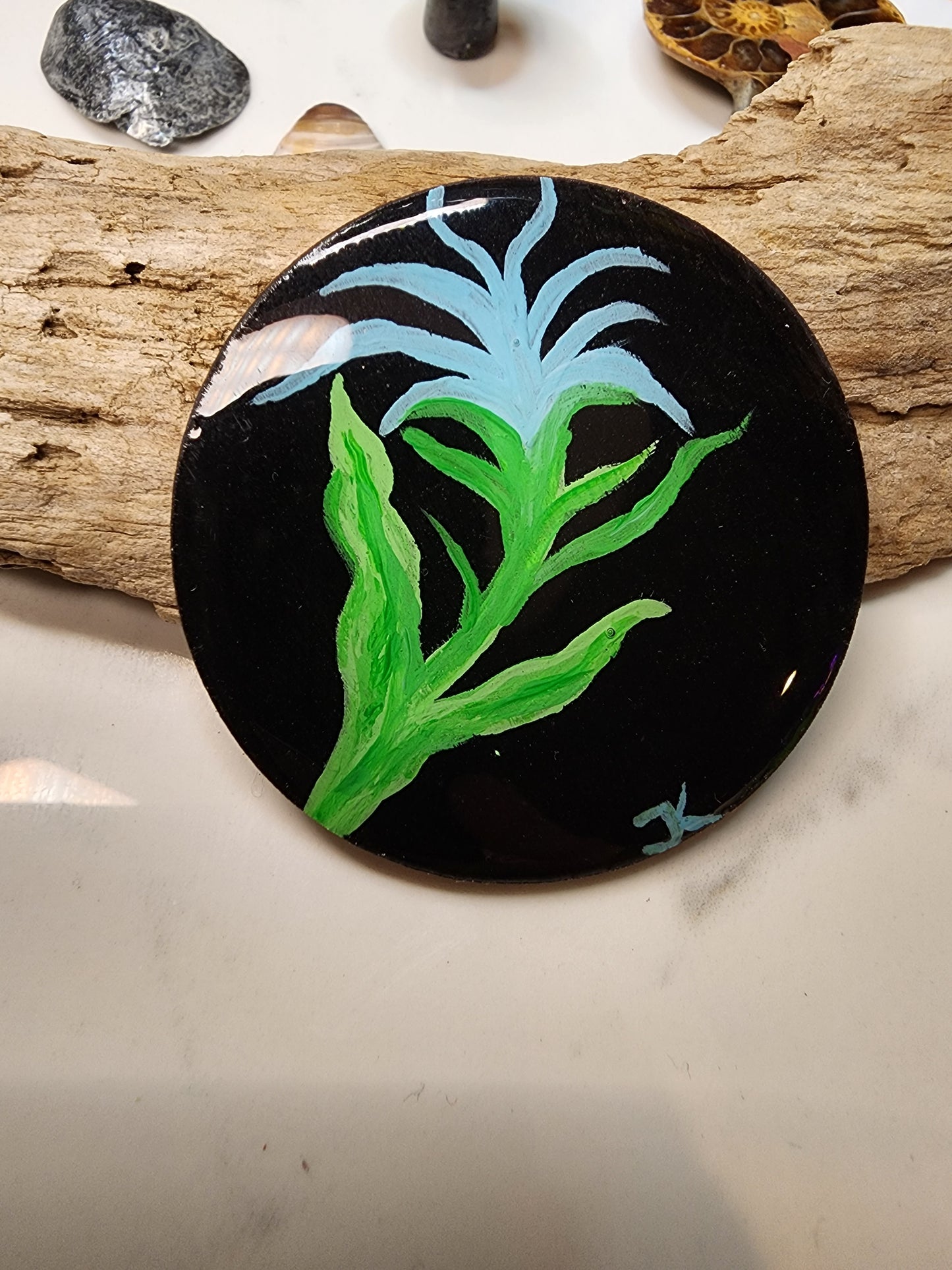Blue Bromeliad Mini Painting Magnet